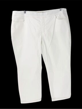 NWT Soft Surroundings The Ultimate Pull On Straight White Jeans Crop 2X Comfort